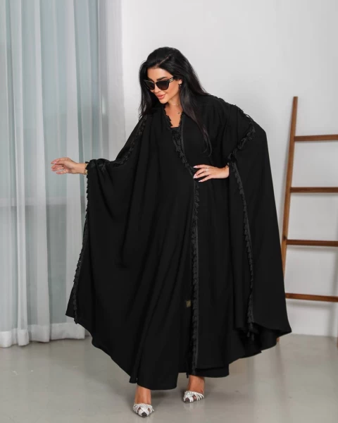 Abaya with black internet raw IB146 Black